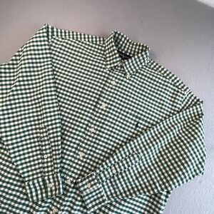 Ralph Lauren Mens Gingham Check Button Down Shirt‎ Green White Cotton